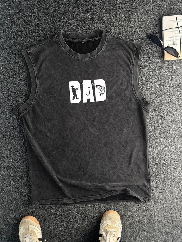 Men'WB shield Regular Fit Letter & Guitar Print Tank Top, Casual Sleeveless Round Neck Top for Summer, Fashion Men'WB...