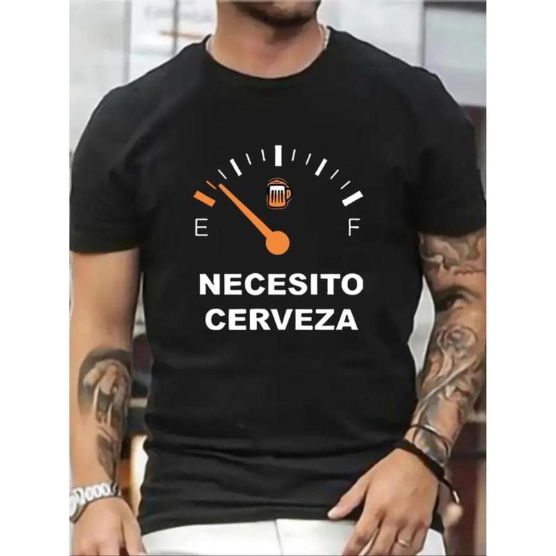 Men'WB shield Regular Fit Letter Graphic Round Neck Tee, Casual Short Sleeve Crew Neck T-Shirt for Summer, Fashion Men'WB...