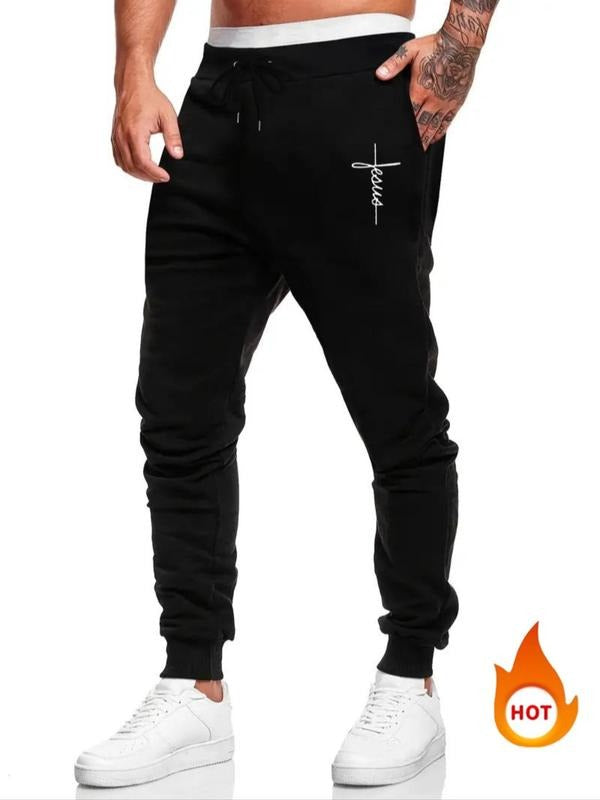 Men'WB shield Regular Fit Letter Print Drawstring Waist TNF Lined Sweatpants, Casual Pocket Jogger Pants for Fall &...