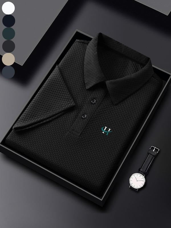 Men'WB shield Regular Fit Letter Print Polo Shirt, Casual Short Sleeve Half Zip Up Collar Top for Summer, Fashion Men'WB...