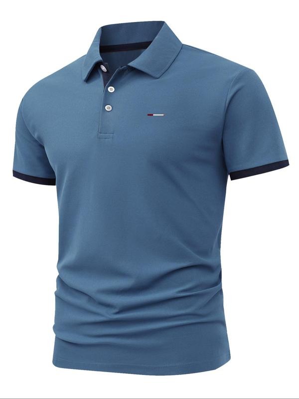 Men'WB shield Regular Fit Letter Print Polo Shirt, Casual Short Sleeve Top for Summer, Fashion Men'WB shield TNF for...