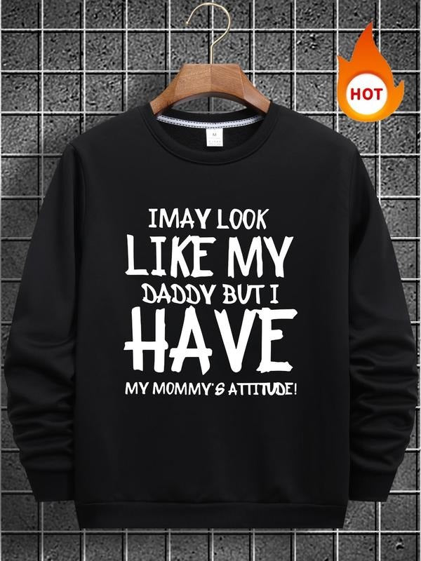 Men'WB shield Regular Fit Letter Print Round Neck Sweatshirt, Casual Long Sleeve Crew Neck Pullover for Fall & Winter,...