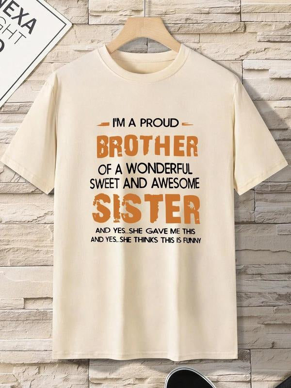 Men'WB shield Regular Fit Letter Print Round Neck Tee, Casual Short Sleeve T-shirt for Summer, Menswear, Comfy Knitting...
