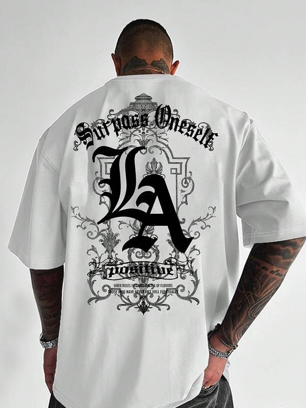 Men'WB shield Regular Fit Letter Print Short Sleeve Graphic Tee, Casual Comfy T-shirt for Daily Wear, Men'WB shield...