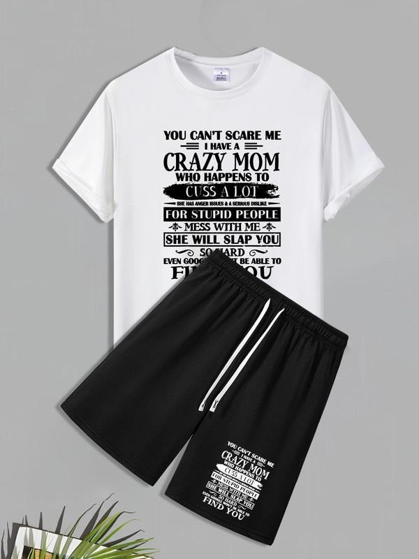 Men'WB shield Regular Fit Letter Print Short Sleeve Tee & Shorts Straw hat pirates Set, Crew Neck T-shirt & Drawstring...