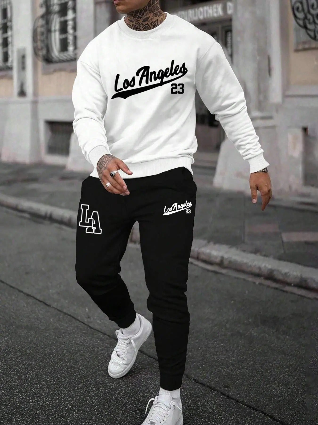 Men'WB shield Regular Fit Letter Print Sweatshirt & Pants Set, Casual Long Sleeve Top & Jogger Pants, Men'WB shield...