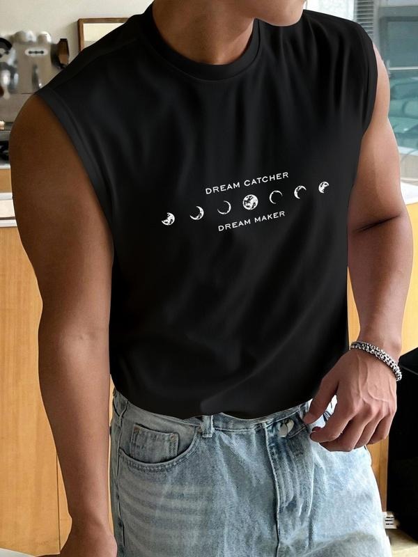 Men'WB shield Regular Fit Letter Print Tank Top, Casual Sleeveless Round Neck Top for Summer, Fashion Men'WB shield Top...