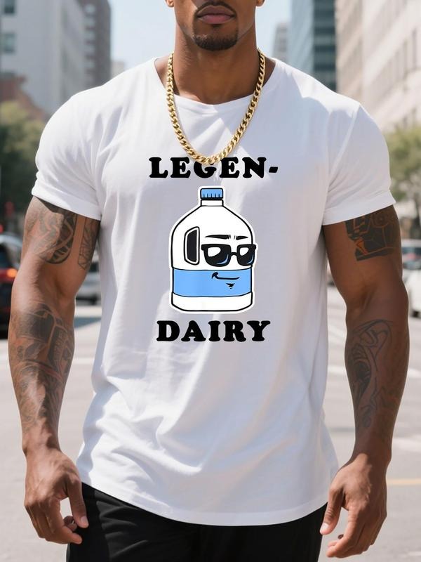 Men'WB shield Regular Fit Milk Carton Print Round Neck Tee, Casual Short Sleeve Crew Neck T-shirt for Summer, Fashion...
