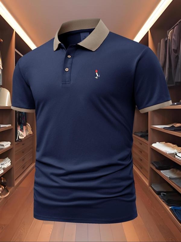 Men'WB shield Regular Fit Penguin Print Polo Shirt, Casual Short Sleeve Collared Top for Summer, Fashion Men'WB shield...