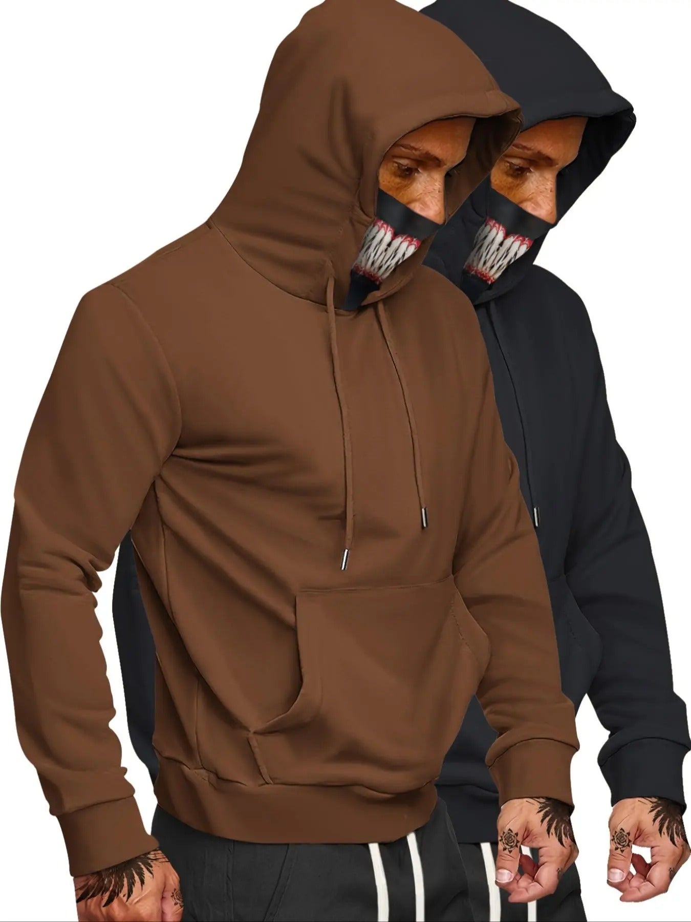 Men'WB shield Regular Fit Plain Drawstring Pocket Hoodie, Casual Long Sleeve Hooded Sweatshirt for Spring & Fall, Fashion...