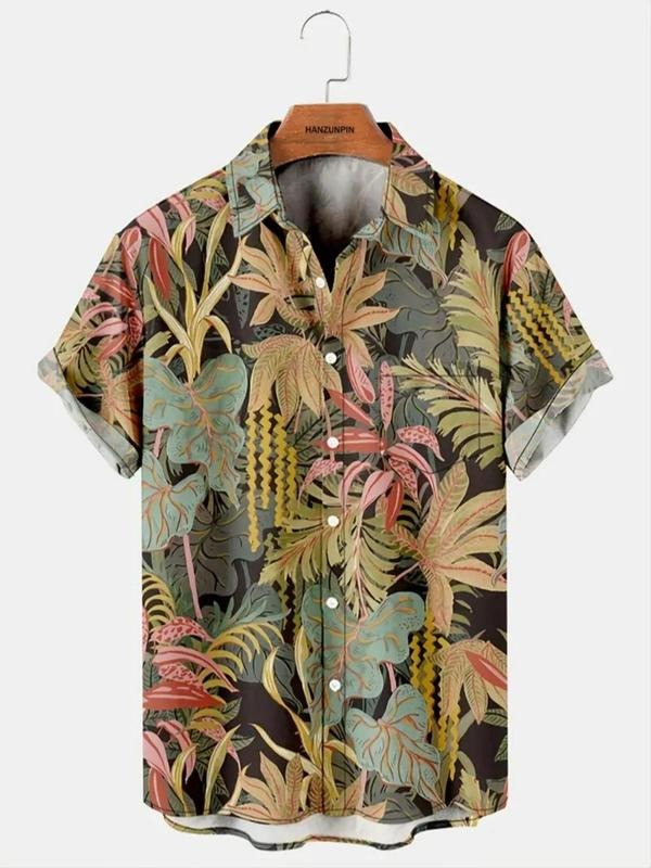 Men'WB shield Regular Fit Plants Print Button Front Collar Shirt Hoodie, Sweatshirt | DripVista.com