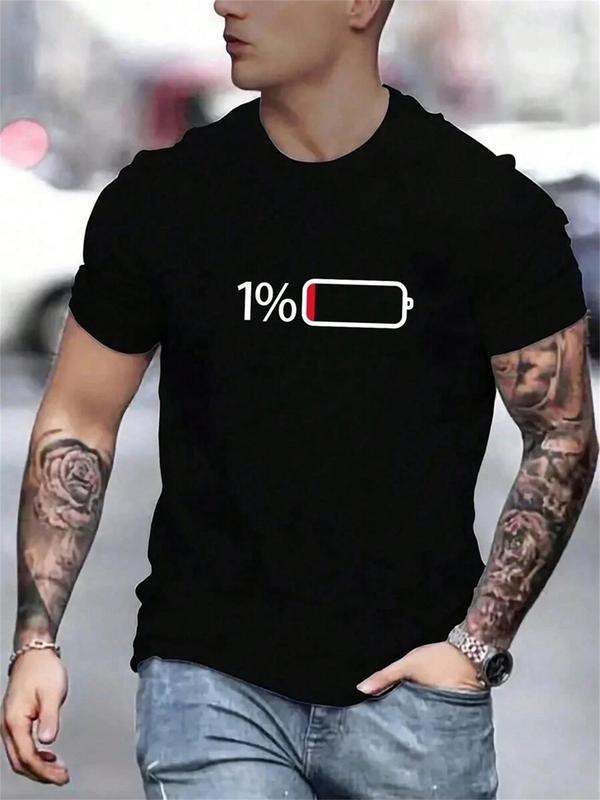 Men'WB shield Regular Fit Power Level 11 Electricity Symbol Print Round Neck Tee, Casual Short Sleeve Crew Neck T-shirt...