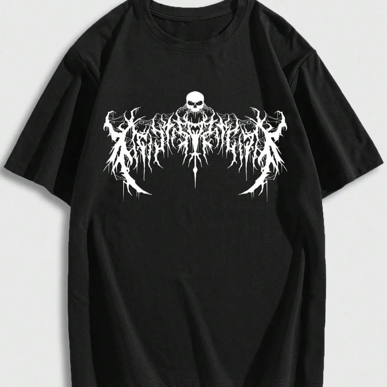 Men'WB shield Regular Fit Skull Print Round Neck Tee, Street Fashion Casual Short Sleeve T-shirt for Daily Wear, Teen...