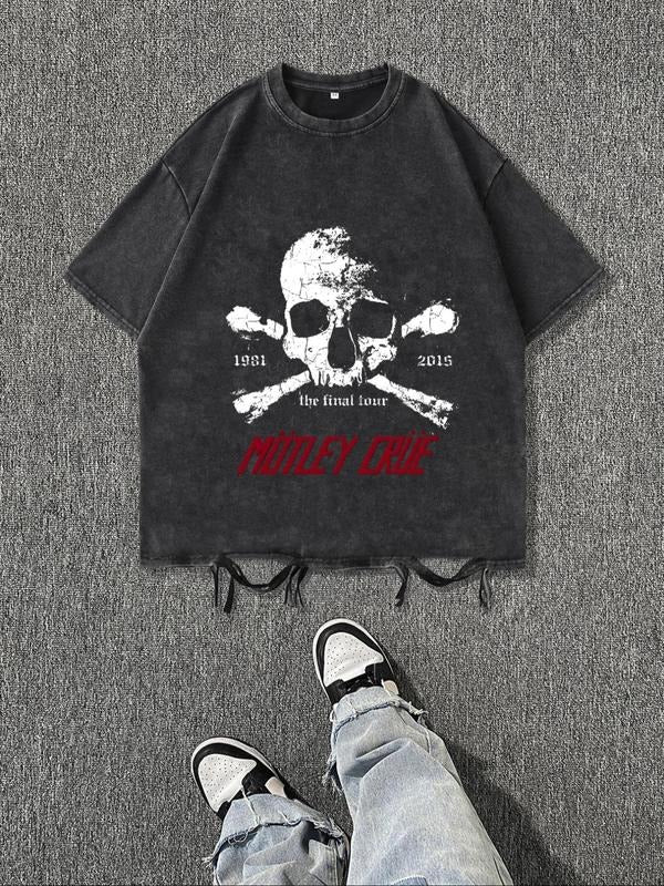 Men'WB shield Regular Fit Skull Print Short Sleeve Graphic Tee, Casual Comfy Round Neck T-shirt for Daily Wear, Men'WB...