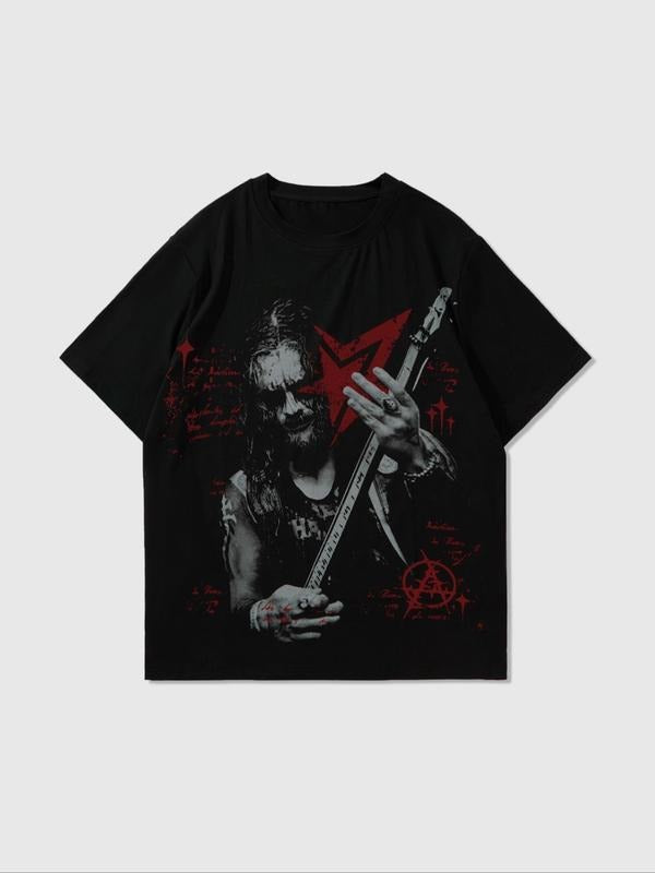 Men'WB shield Regular Fit Skull Print Short Sleeve Graphic Tee, Casual Comfy Round Neck T-shirt for Summer, Fashion...