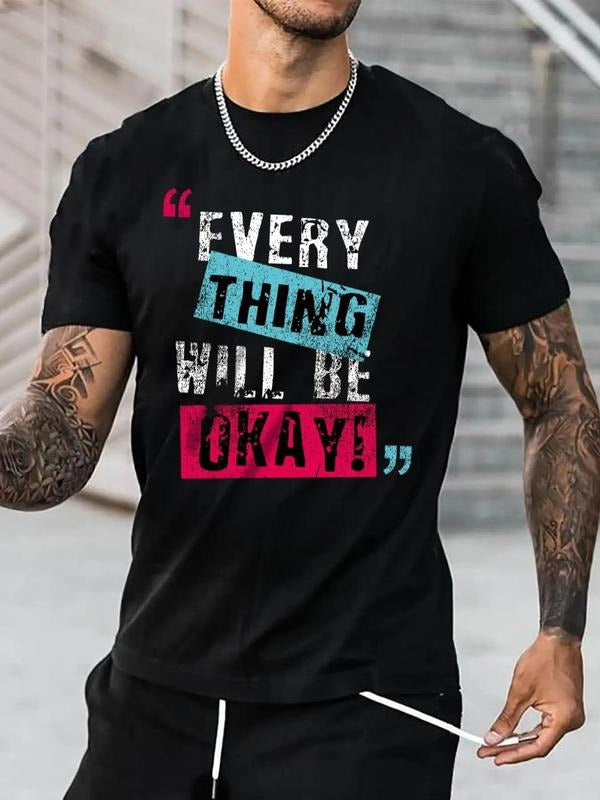Men'WB shield Regular Fit Slogan Print Round Neck Tee, Casual Short Sleeve Crew Neck T-Shirt for Summer, Fashion Men'WB...