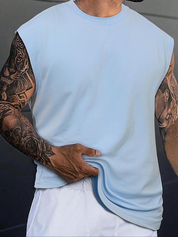 Men'WB shield Regular Fit Solid Round Neck Tank Top, Casual Comfy Sleeveless Sleep Top for Daily Wear, FOG Comfy...