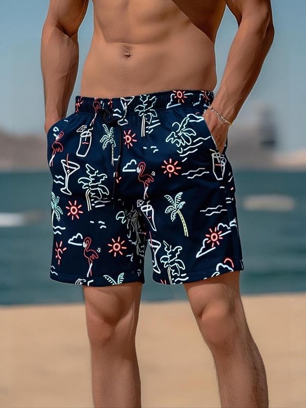 Men'WB shield Regular Fit Spiky hair fighters Over Print Beach Shorts, Casual Comfy Quick Drying Swim Shorts for Summer,...