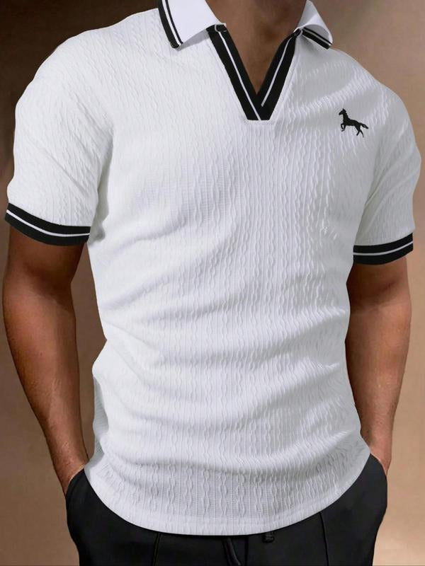 Men'WB shield Regular Fit Striped Trim Curved Hem Short Sleeve Tee, Casual Quick Drying Breathable T-shirt for Summer,...