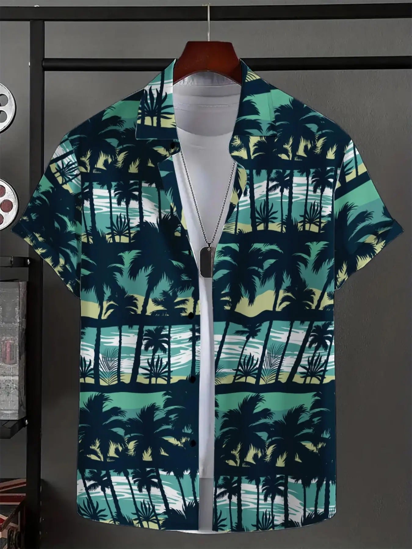 Men'WB shield Regular Fit Tropical Print Button Front Collar Shirt Hoodie, Sweatshirt | DripVista.com