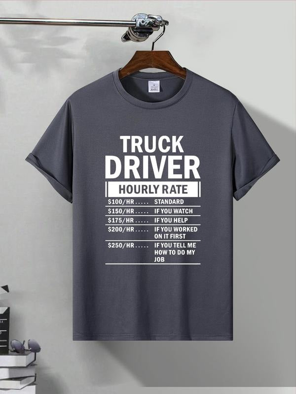 Men'WB shield Regular Fit Truck Driver Print Round Neck Graphic Tee, Casual Short Sleeve T-shirt for Summer, Men'WB...