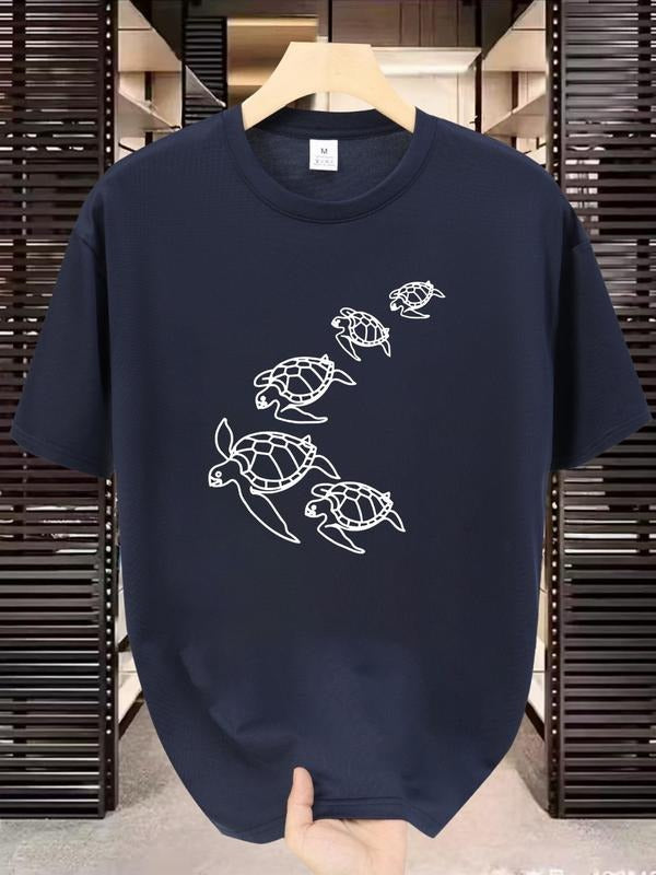 Men'WB shield Regular Fit Turtle Print Short Sleeve Graphic Tee, Casual Comfy Round Neck T-shirt for Summer, Fashion...