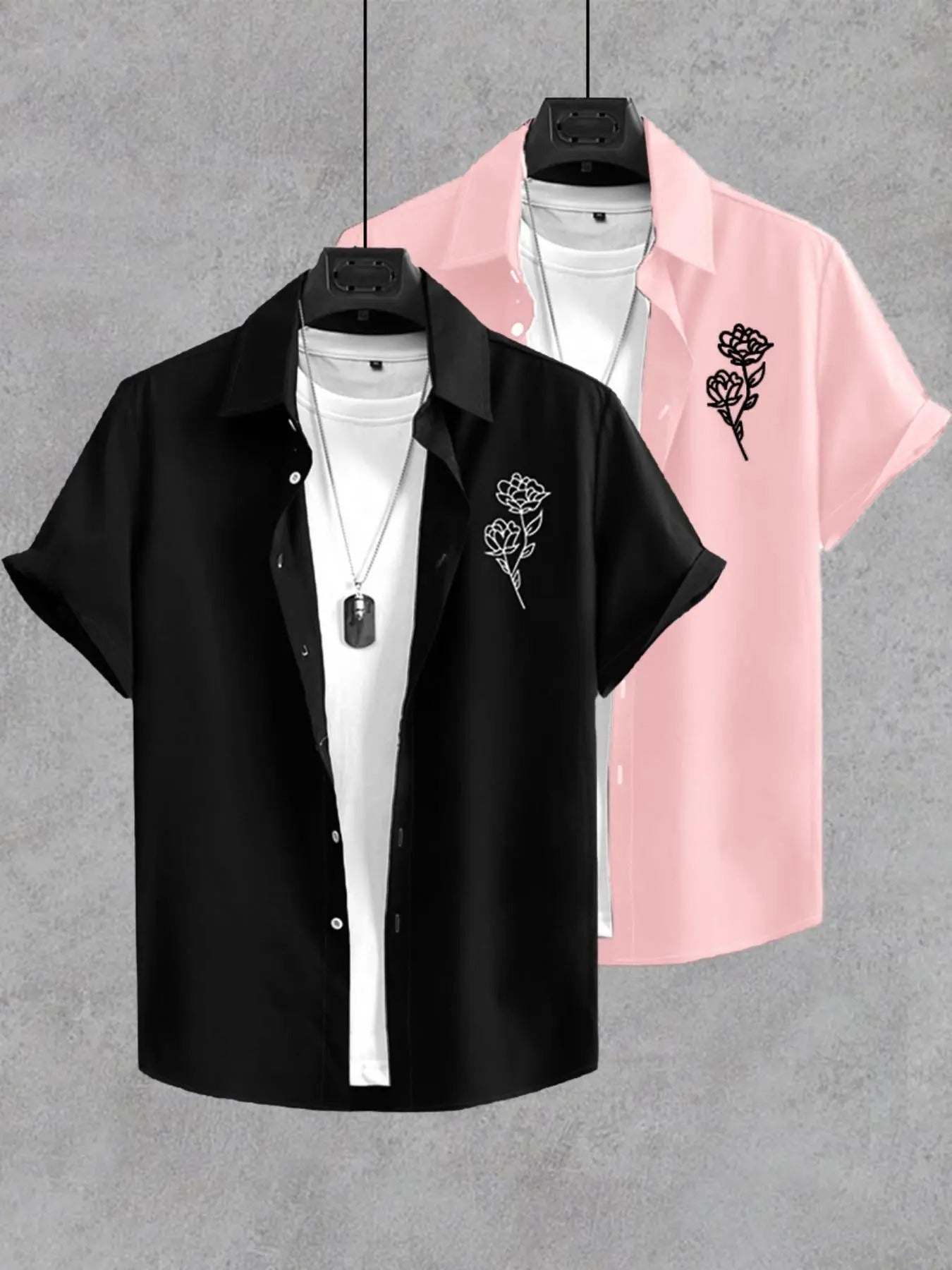 Men'WB shield Rose Print Short Sleeve Shirt, Regular Fit Casual Graphic Top for Spring & Fall, Men'WB shield TNF for...