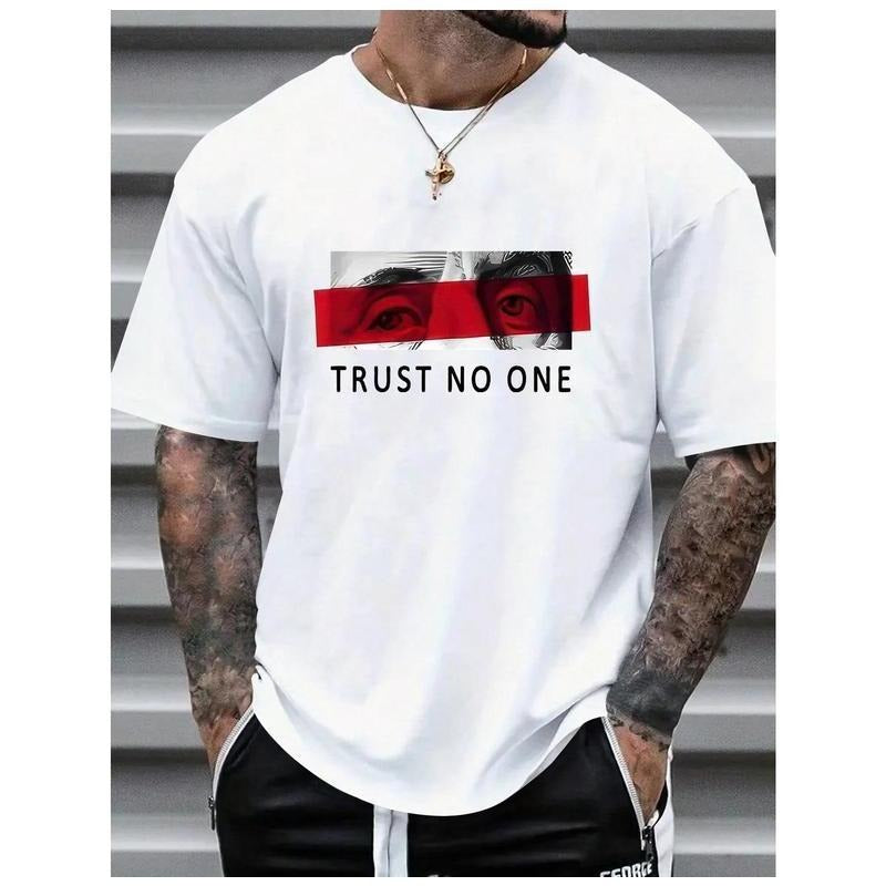 Men'WB shield Round Neck Casual Letter & Eye Pattern Commute T-Shirt Hoodie, Sweatshirt | DripVista.com
