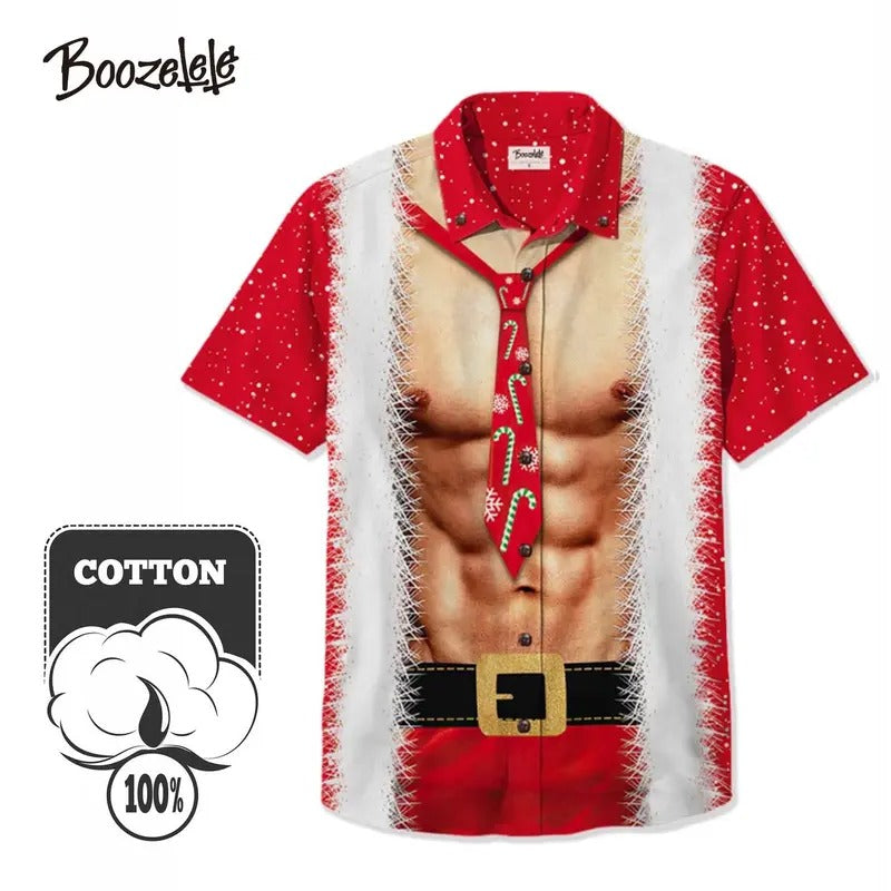 Men'WB shield Shirt With Abdominal Muscles Christmas Funny Abs Santa - 100% Cotton Shirt Hoodie, Sweatshirt | DripVista.com