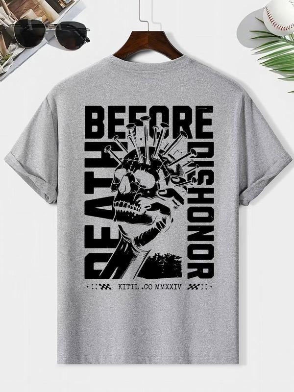 Men'WB shield Skull Print Round Neck Tee, Loose Casual Fashion Short Sleeve T-shirt for Summer, Men'WB shield Top for...