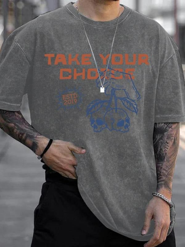 Men'WB shield Skull Print Short Sleeve Graphic Tee, Casual Comfy Take Your Choice T-shirt for Summer, Fashion Men'WB...