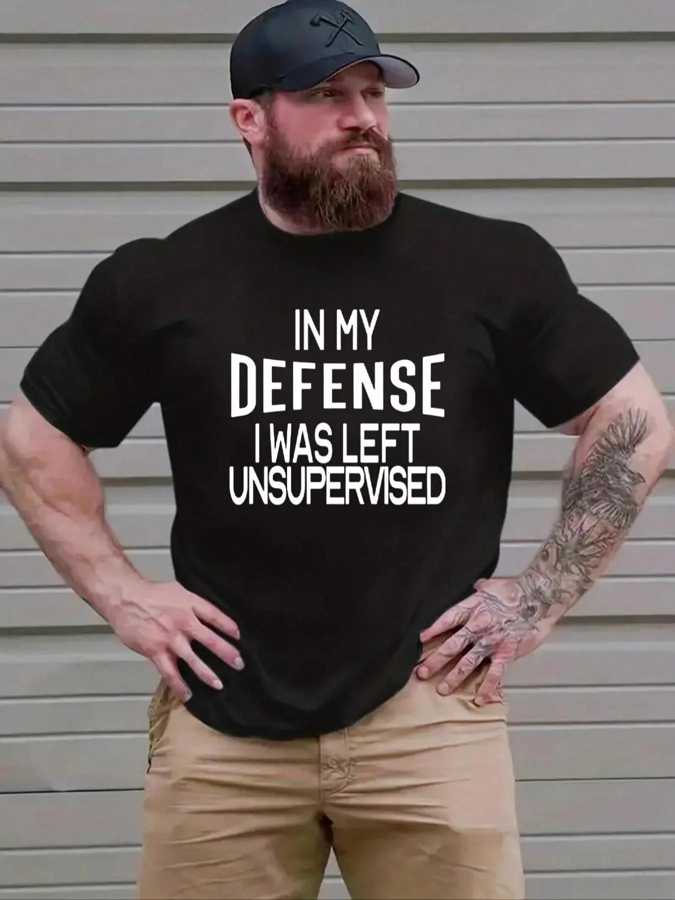 Men'WB shield Slogan Print Round Neck Tee, Regular Fit Fashion Crew Neck Short Sleeve T-Shirt, Comfort Summer Outfits...