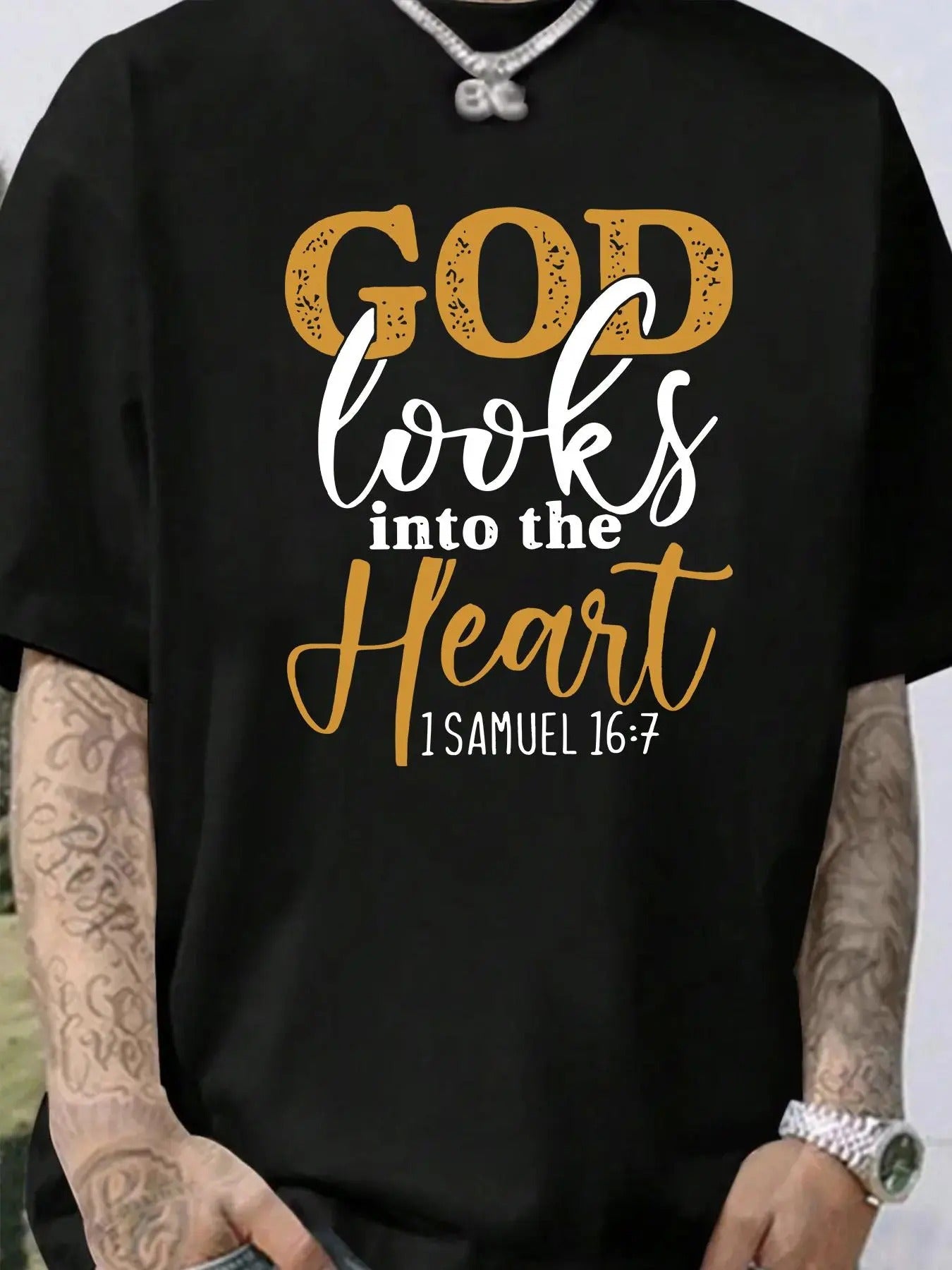 Men'WB shield Slogan Print Round Neck Tee, Regular Fit Fashion Short Sleeve Casual T-shirt for Daily Outdoor Wear, Casual...