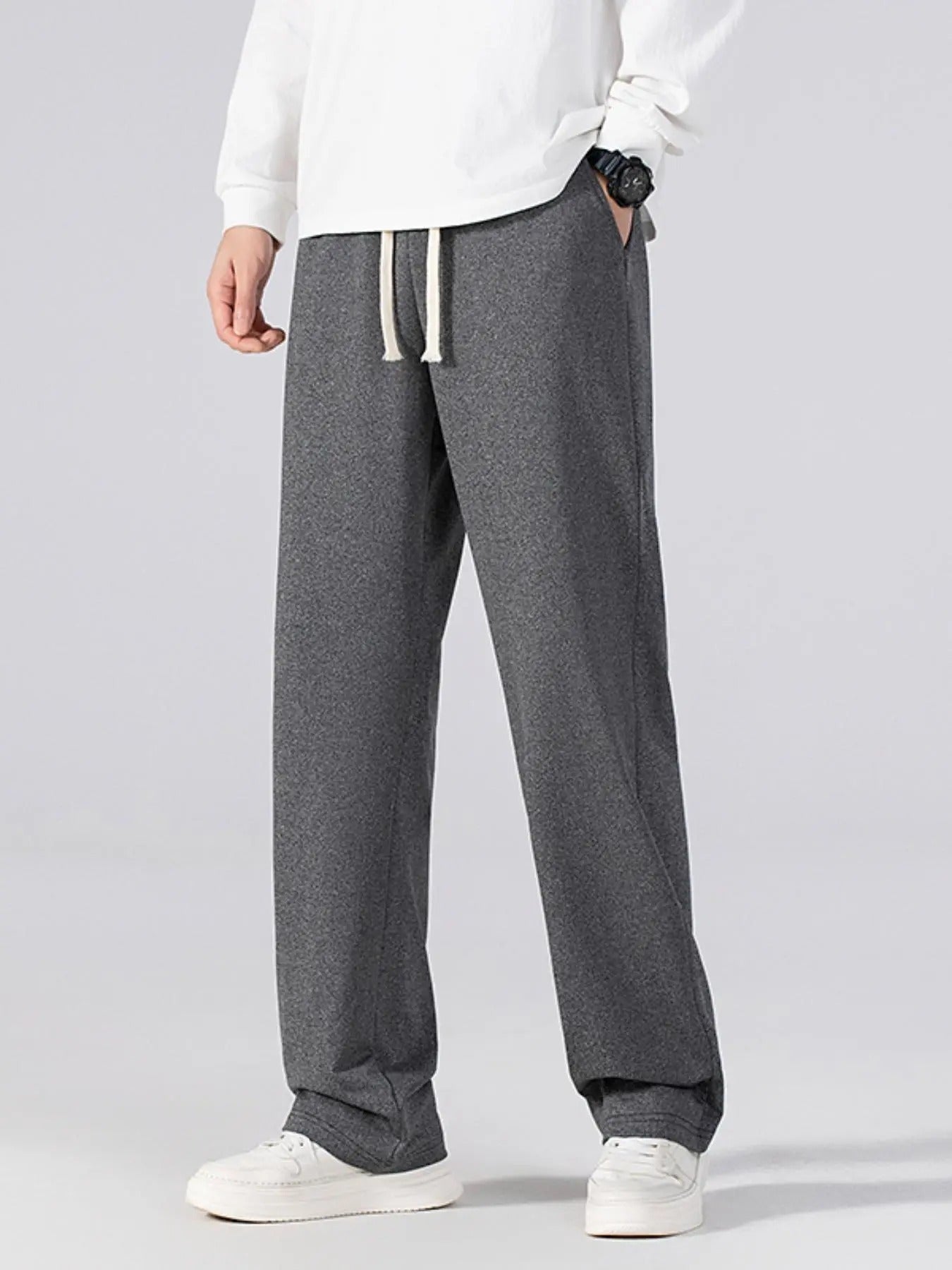 Men'WB shield Solid Color Pants, Regular Fit Casual Comfy Straight Leg Trousers for Spring & Fall, Men'WB shield Bottoms...