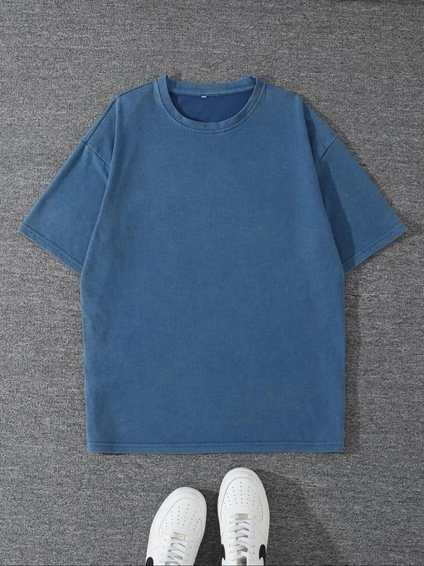 Men'WB shield Solid Color Short Sleeve Tee, Regular Fit Casual Fashion Comfy Round Neck T-shirt for Summer, Men'WB shield...