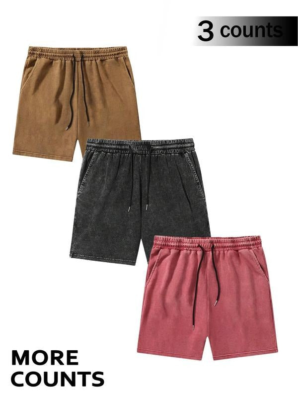 Men'WB shield Solid Drawstring Waist Shorts, Casual Regular Fit Comfy Breathable Shorts for Summer, Men'WB shield Bottoms...