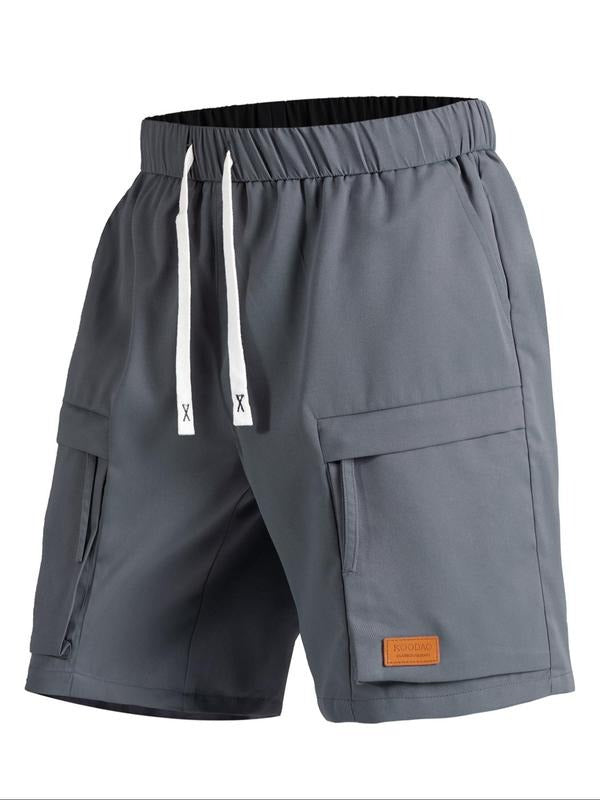 Men'WB shield Solid Flap Pocket Cargo Shorts, Regular Fit Casual Fashion Drawstring Waist Shorts for Summer, Men'WB...