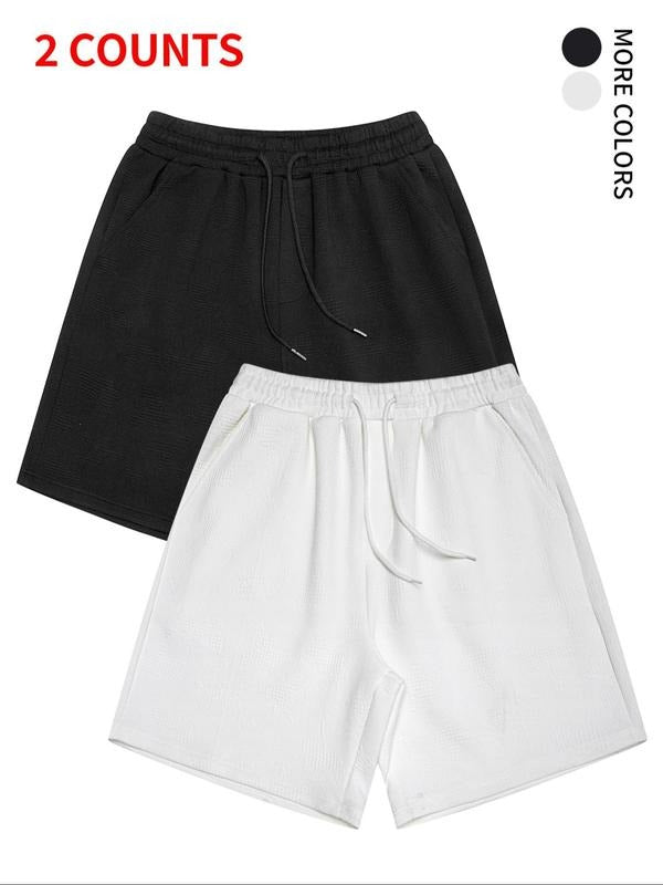 Men'WB shield Solid Jacquard Drawstring Waist Shorts, Regular Fit Casual Comfy Breathable Shorts for Summer, Men'WB...