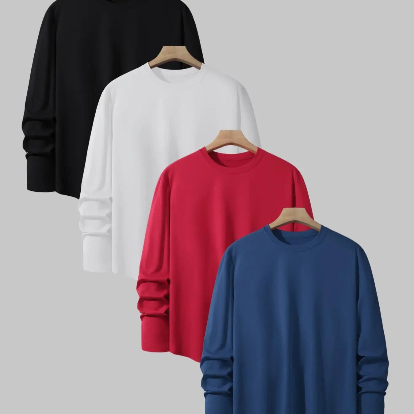 Men'WB shield Solid Round Neck Sleep Tee, Regular Fit Casual Comfy Long Sleeve Crew Neck Sleep Top for Spring & Fall,...