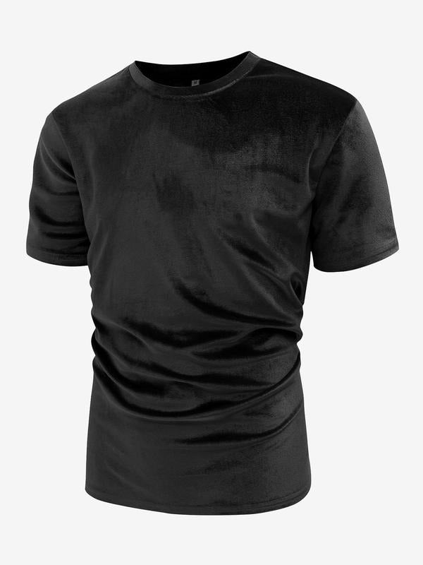 Men'WB shield Solid Velvet Tee, Regular Fit Casual Short Sleeve T-shirt for Summer, Men'WB shield Top for Daily Wear...