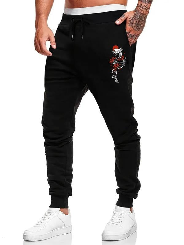 Men'WB shield Spiky hair fighters & Floral Print Drawstring Waist Sweatpants, Casual Comfy Grommet Eyelet Pocket Trousers...