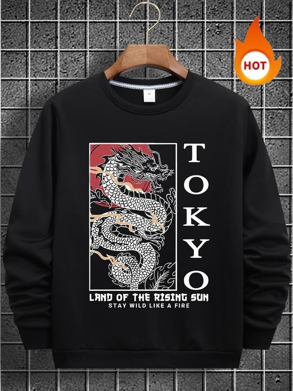 Men'WB shield Spiky hair fighters Graphic Print Polar Fleece Lined Round Neck Sweatshirt, Regular Fit Casual Fashion Long...