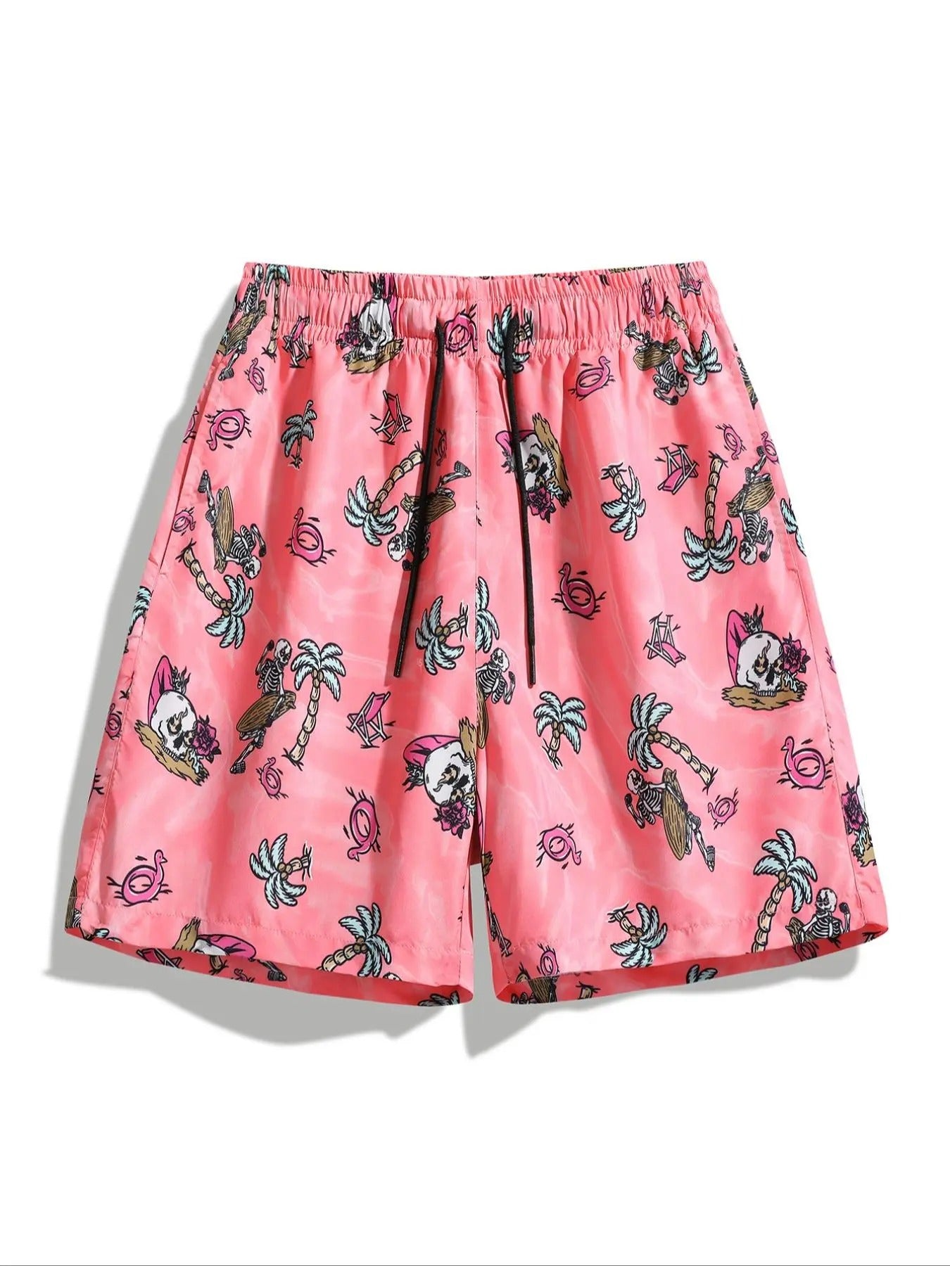 Men'WB shield Spiky hair fighters Over Print Drawstring Waist Shorts, Regular Fit Casual Comfy Beach Shorts for Summer,...