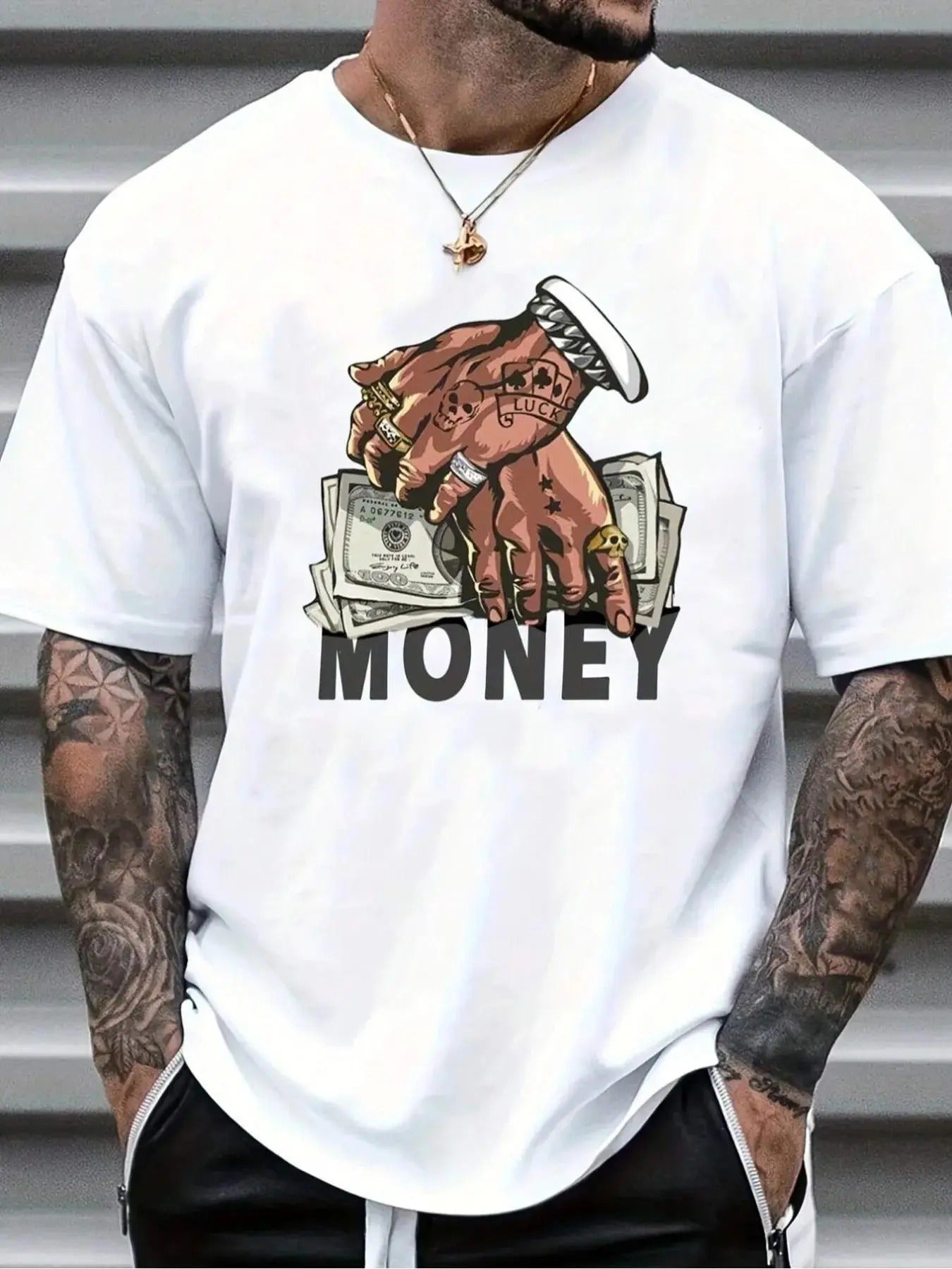 Men'WB shield Straw hat pirates & Hand Print Round Neck Tee, Regular Fit Casual Short Sleeve Crew Neck T-Shirt for...