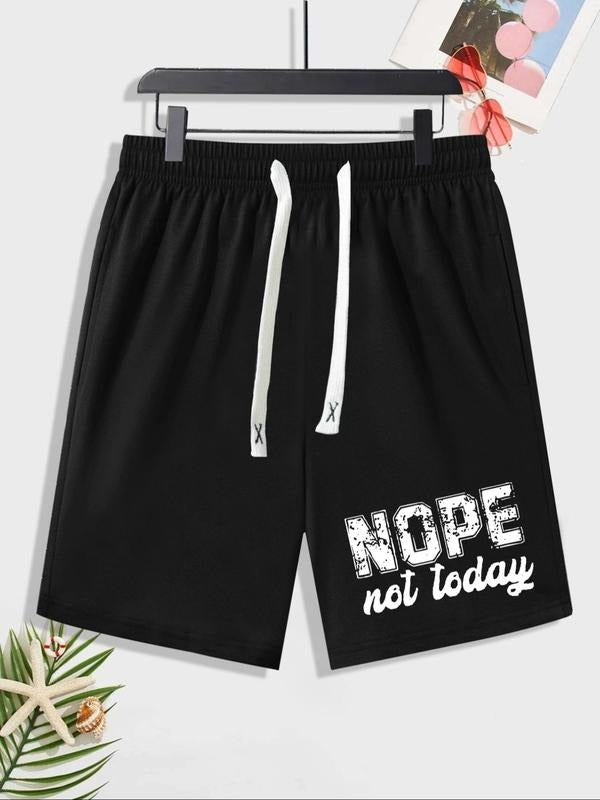 Men'WB shield Summer TNF, Letter Print Drawstring Waist Shorts, Regular Fit Casual Pocket Straight Leg Shorts, Men'WB...