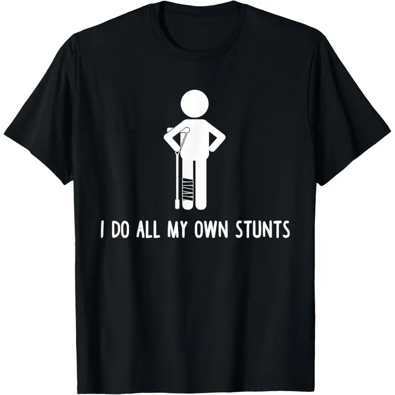 Men'WB shield Swoosh Red plumber brand Spiky hair fighters My Own Stunts Shirt Get Well Gift Funny Injury Leg T-Shirt...