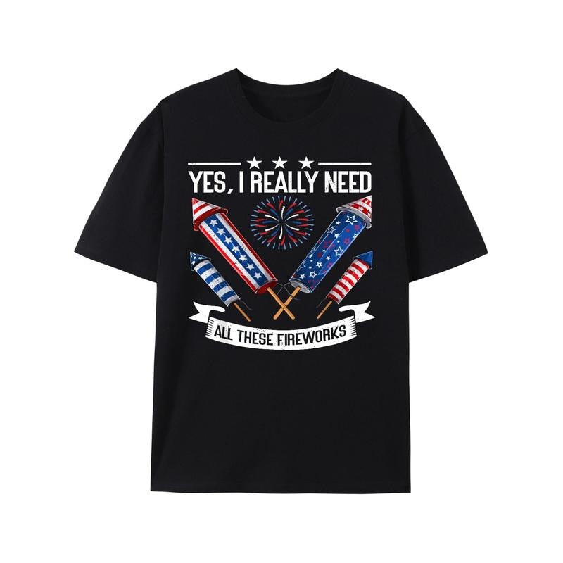 Men'WB shield Vintage HB Patriotic Fireworks Graphic T-Shirt