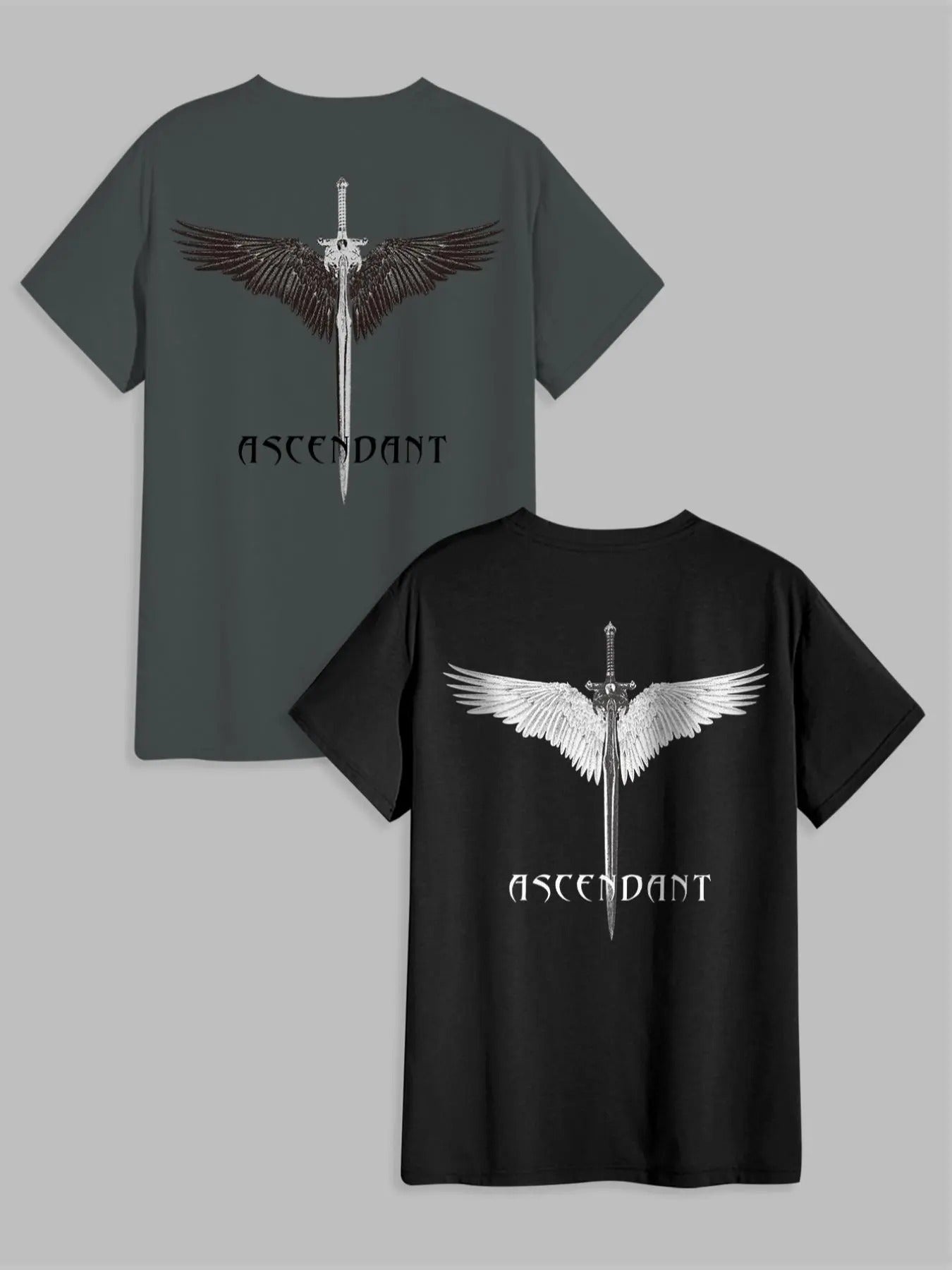 Men'WB shield Wing & Letter Print Round Neck Graphic Tee, Regular Fit Casual Short Sleeve Crew Neck T-shirt for Summer,...