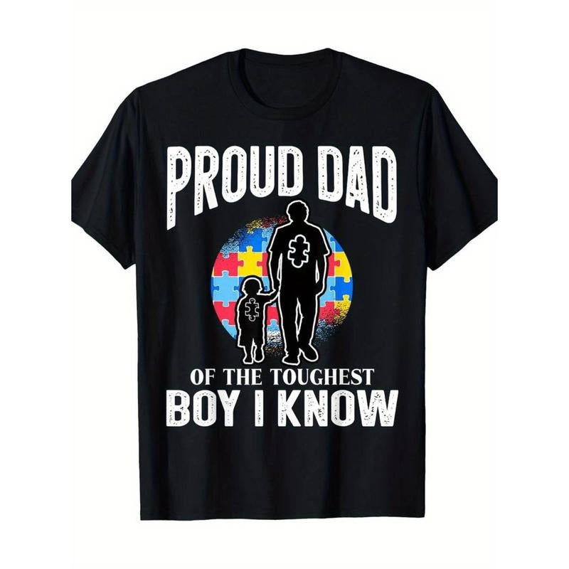 Men'WB shield cotton 100% | hot stampin print T-shirtProud Dad Supportin Autism Kids T-Shirt- 100% Cotton- sm Tee...