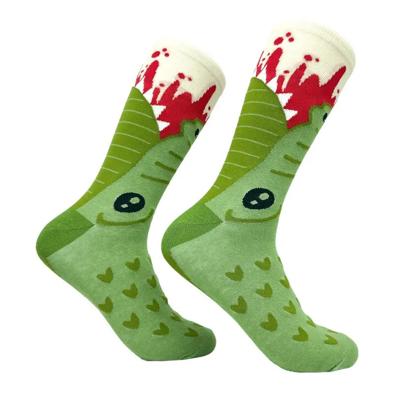 Men's Alligator Bite Socks Funny Bloody Scary Chomp Gator Attack Footwear Funny Graphic Socks Comfortable Fitted Spandex...